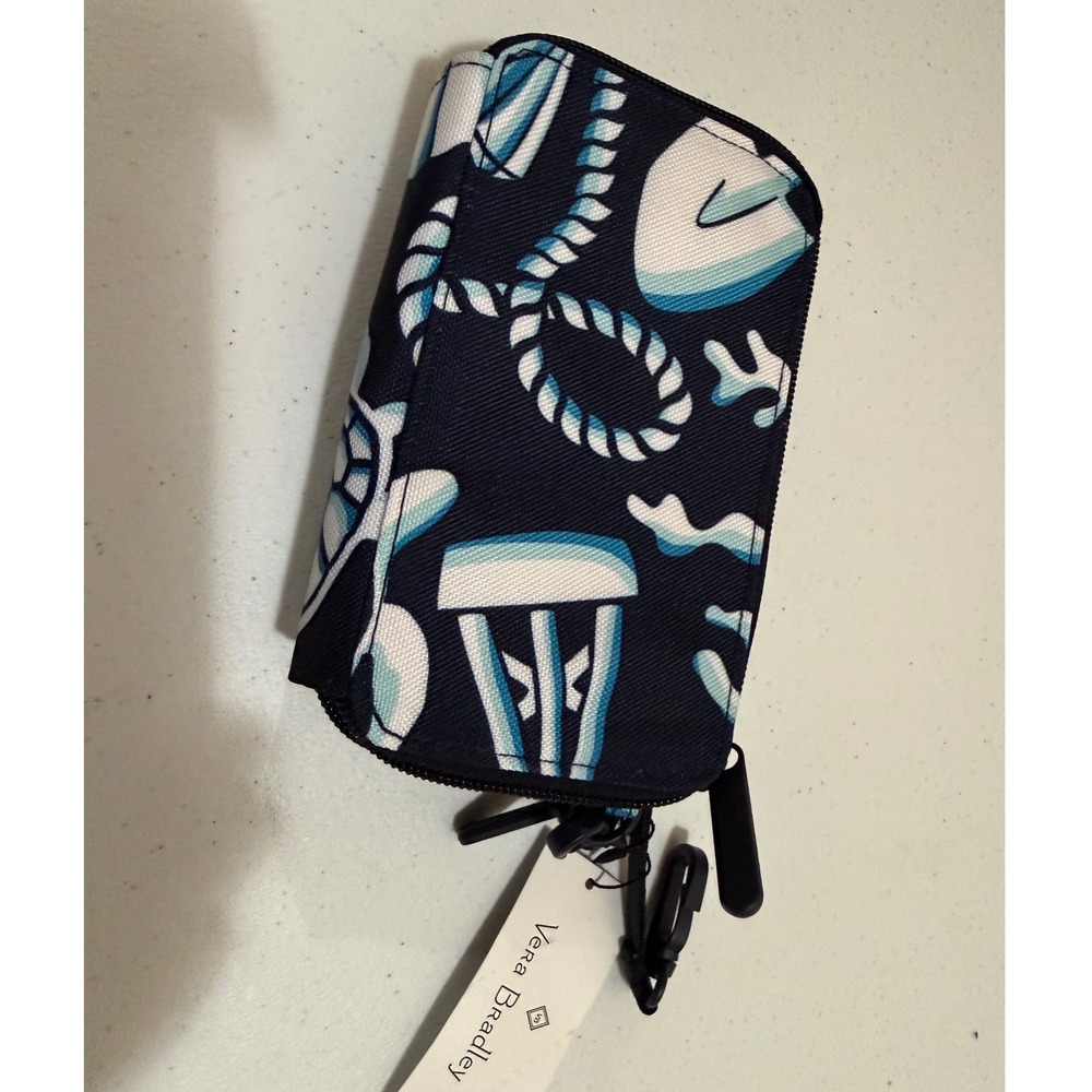 Vera Bradley RFID All in One Crossbody Wristlet Wallet Nautical Navy White